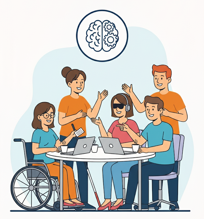 “Um grupo diverso de colegas de trabalho em uma reunião descontraída.