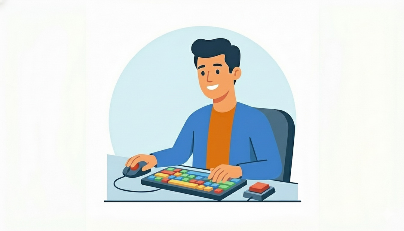 Teclado adaptado com teclas grandes e coloridas